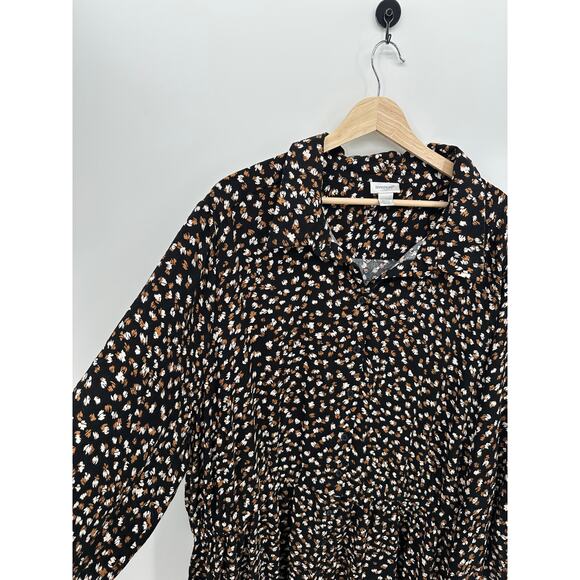 Avenue Womens Maxi Dress Size 30/32 Button Front Long Sleeve Collar Peasant Boho - Picture 4 of 8